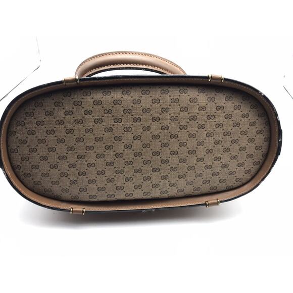 Authentic 1980's Gucci Supreme GG Monagram Coated Canvas Leather Trim Tan Purse - Picture 10 of 14